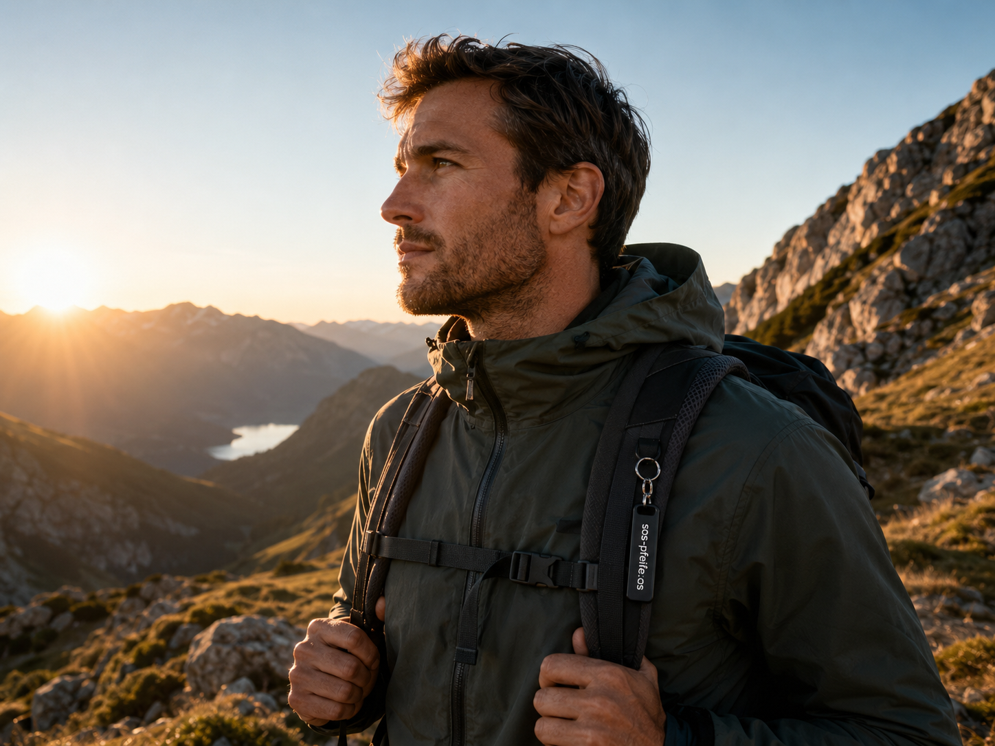SOS-Pfeife am Rucksack im Outdoor-Einsatz